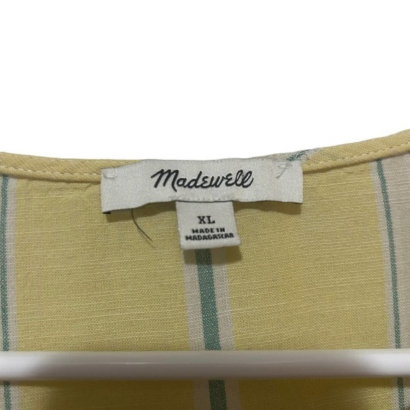 Madewell Boxy Drawstring Waist Striped Yellow Top - Picture 5 of 9